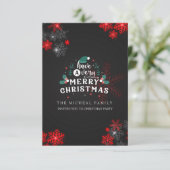 Aangepast grijs rood glitter bespaart prettig kers kaart (Staand voorkant)