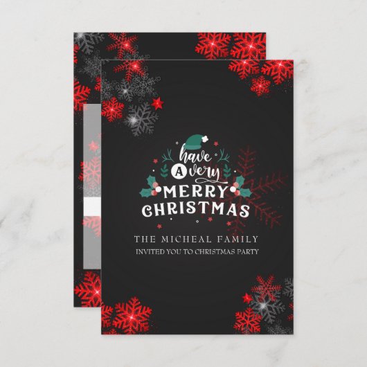 Aangepast grijs rood glitter bespaart prettig kers kaart (Voorkant / Achterkant)