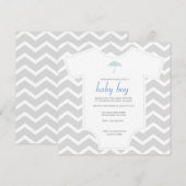 Aangepast grijs shirt baby shower kaart (Voorkant / Achterkant)