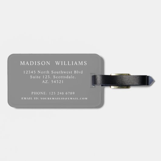 Aangepast grijs wit Chevron patroon Bagagelabel (Achterkant horizontaal)