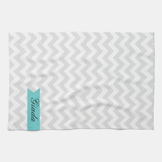 Aangepast grijs ZigZag Kitchen Towel Theedoek (Horizontaal)