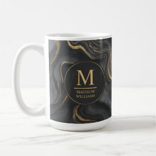 Aangepast grijs zwart en goud glinsterend marmeren koffiemok