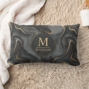 Aangepast grijs zwart en goud glitters marmerpatro kussen