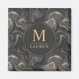 Aangepast grijs zwart en goud glitters marmerpatro magneet