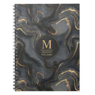 Aangepast grijs zwart en goud glitters marmerpatro notitieboek