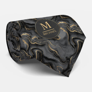 Aangepast grijs zwart en goud glitters marmerpatro stropdas