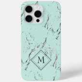 Aangepast grijs zwart marmerpatroon op mint Green Case-Mate iPhone Case (Achterkant)