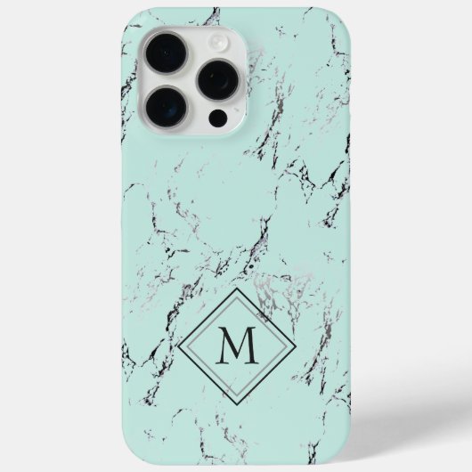 Aangepast grijs zwart marmerpatroon op mint Green Case-Mate iPhone Case (Achterkant)