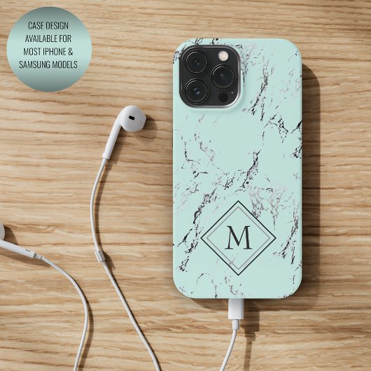 Aangepast grijs zwart marmerpatroon op mint Green Case-Mate iPhone Case