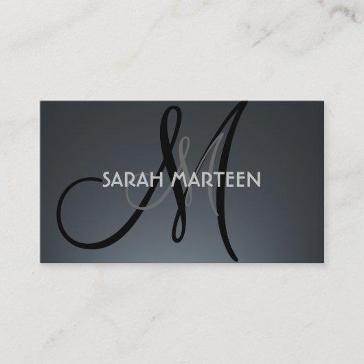 Aangepast grijs zwart monogram visitekaartje (Voorkant)