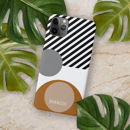 Aangepast grijs zwart wit bruin cirkels kunstpatro iPhone 16 pro max hoesje