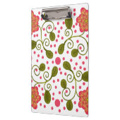 Aangepast grillig roze bloemmotief met polka stipp klembord (Links)