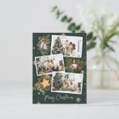 Aangepast groen 3 fotocollage voor kerst briefkaart (Staand voorkant)