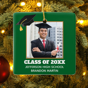 Aangepast Groen Afstuderen Senior Portret Foto 202 Keramisch Ornament