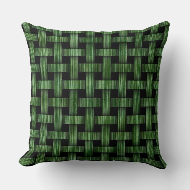Aangepast groen Bamboe Pattern Woven Pillow Kussen (Voorkant)