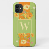 Aangepast groen bloemenmonogram Case-Mate iPhone case (Achterkant)