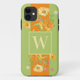 Aangepast groen bloemenmonogram Case-Mate iPhone case