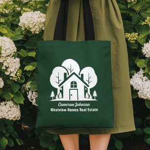 Aangepast groen bos huis makelaarskantoor tote bag