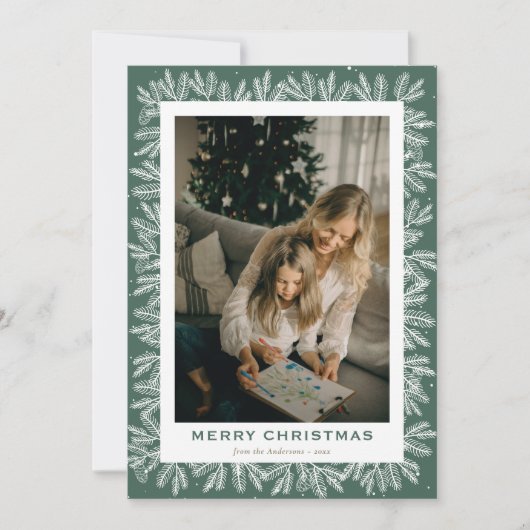 Aangepast groen bos met kerstmis feestdagenkaart (Voorkant)