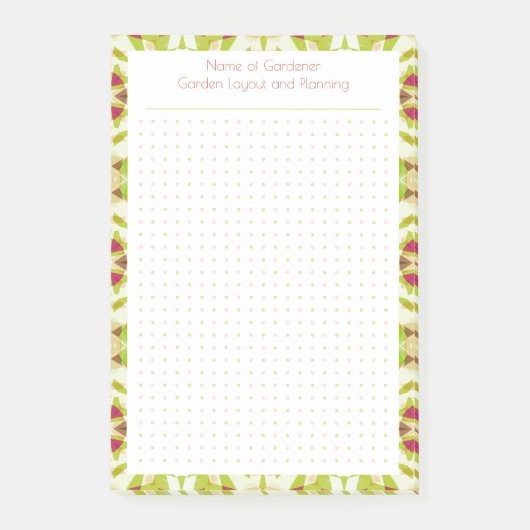 Aangepast Groen Bruin Dot Grid Garden Indeling Pla Post-it® Notes (Voorkant)