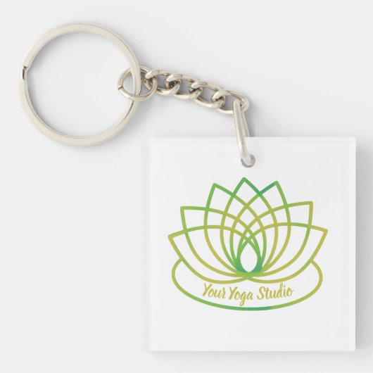 Aangepast groen en geel Lotus Logo Sleutelhanger (voorkant)