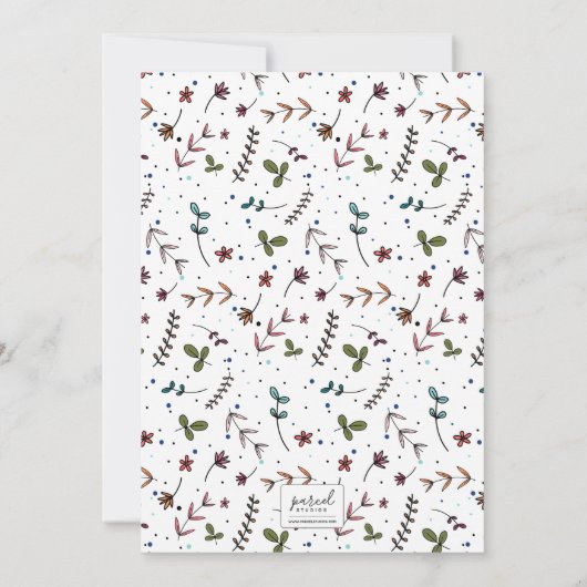 Aangepast groen en Oranje Floral Pattern Bedankkaart (Achterkant)