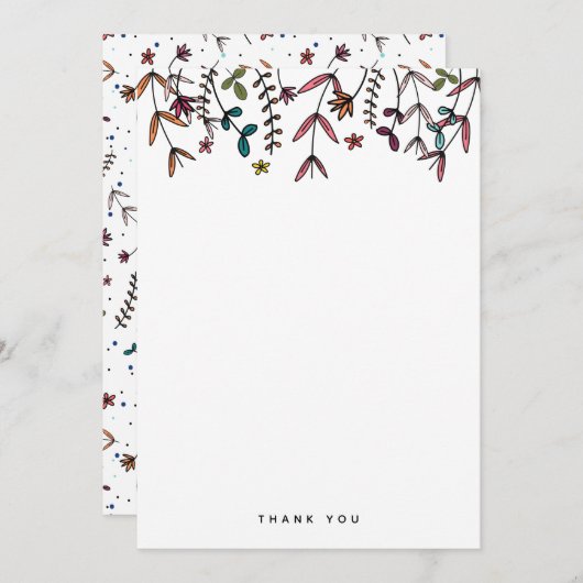 Aangepast groen en Oranje Floral Pattern Bedankkaart (Voorkant / Achterkant)