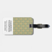 Aangepast groen foto- en monogram-patroon bagagelabel (Achterkant horizontaal)