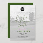 Aangepast groen geel Afstuderen met achtergrondfot Kaart (Voorkant / Achterkant)