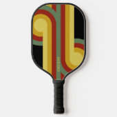 Aangepast groen geel rood zwart retro model patroo pickleball paddle (Voorkant)