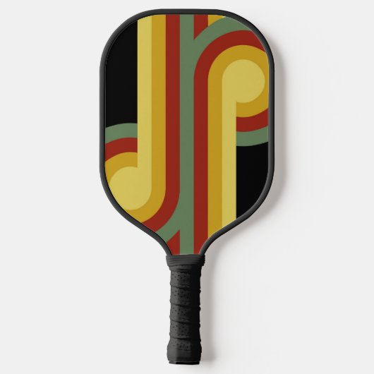 Aangepast groen geel rood zwart retro model patroo pickleball paddle (Achterkant)