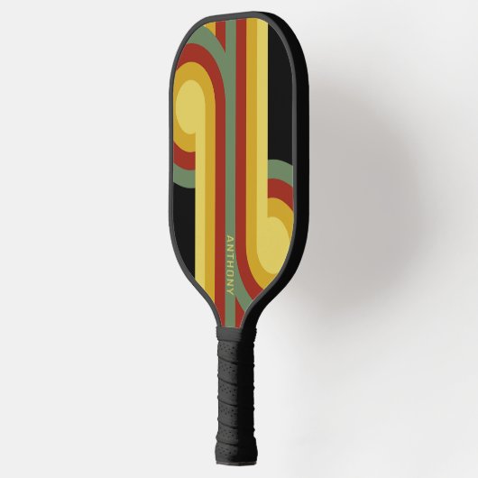 Aangepast groen geel rood zwart retro model patroo pickleball paddle (Links)
