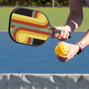 Aangepast groen geel rood zwart retro model patroo pickleball paddle