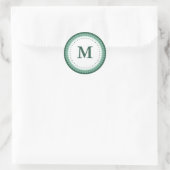 Aangepast groen geschulpte monogram ronde sticker (Tas)