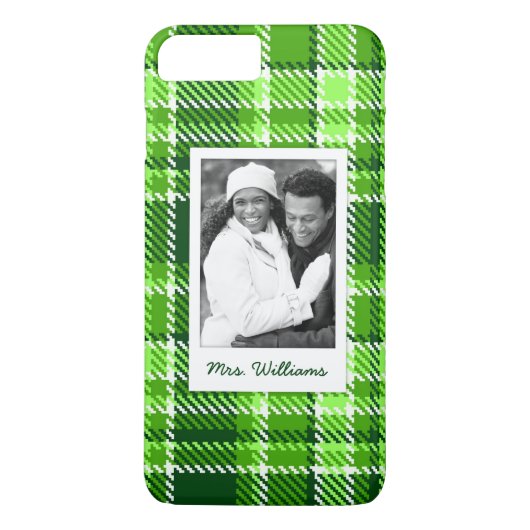 Aangepast groen kleurenpatroon met foto's en namen Case-Mate iPhone case (Achterkant)