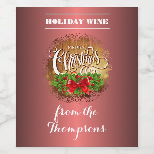 Aangepast groen leest rode bessen op Roos Gold Wijn Etiket (Enkel label)