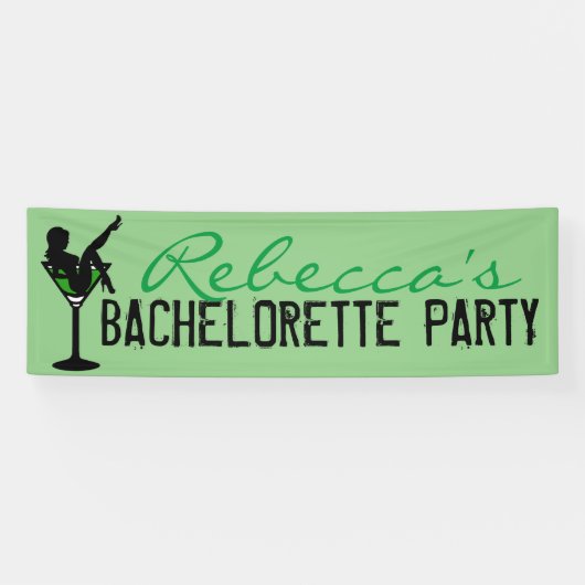 Aangepast groen martinisemeisje bachelorette banne spandoek (Horizontaal)
