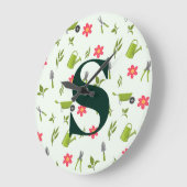 Aangepast groen monogram tuinieren grote klok (Hoek)