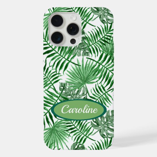 Aangepast groen palm laat tropisch zomerpatroon vo iPhone hoesje (Achterkant)
