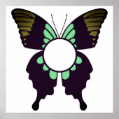 Aangepast groen rondmonogram voor Butterfly Poster (Voorkant)