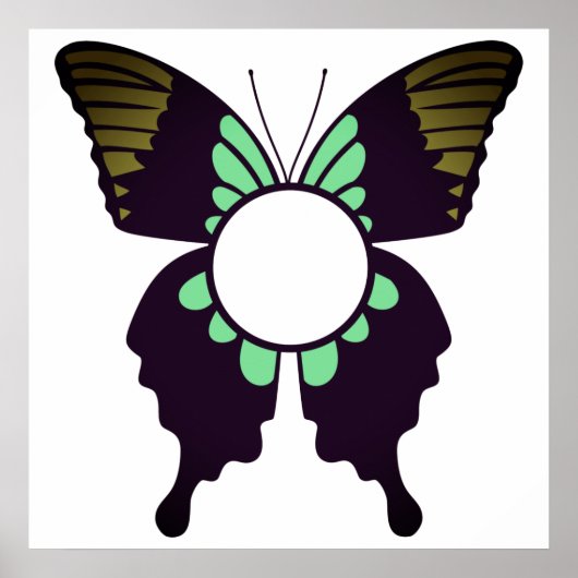 Aangepast groen rondmonogram voor Butterfly Poster (Voorkant)