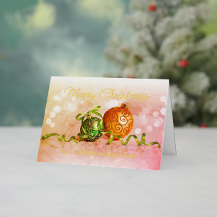 Aangepast groen roze Oranje gouden Ornamenten Gold Folie Feestdagenkaart