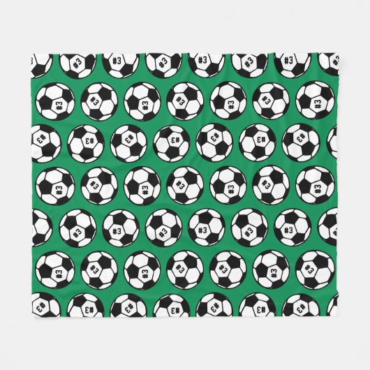 Aangepast groen Voetbal Fleece Deken (Voorkant (Horizontaal))