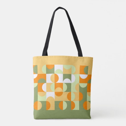 Aangepast, groen zonnig Oranje patroon voor retro- Tote Bag (Achterkant)