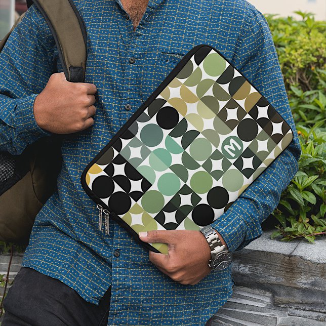 Aangepast groen zwart-bruin patroon voor oraal geb laptop sleeve (Creator heeft geüpload)
