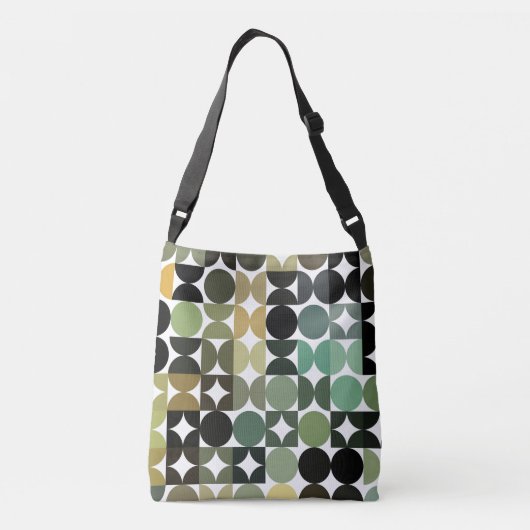 Aangepast groen zwart-wit backroart patroon crossbody tas (Achterkant)