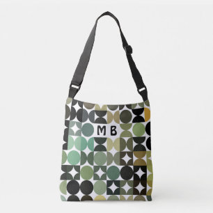 Aangepast groen zwart-wit backroart patroon crossbody tas