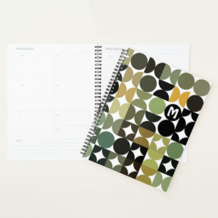 Aangepast groen zwart-wit backroart patroon planner