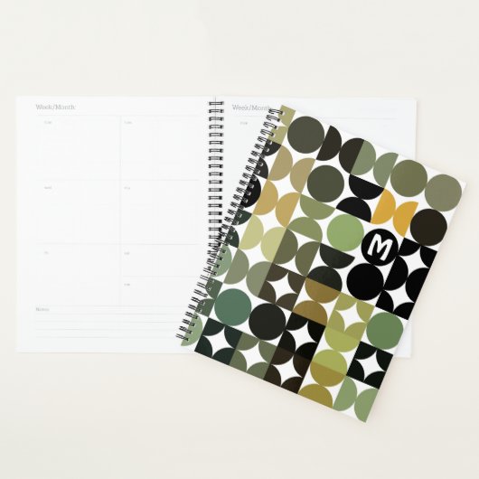 Aangepast groen zwart-wit backroart patroon planner (Display)