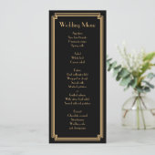 Aangepast Groot Gatsby Art Deco Zwart Bruiloftsmen Menu (Staand voorkant)